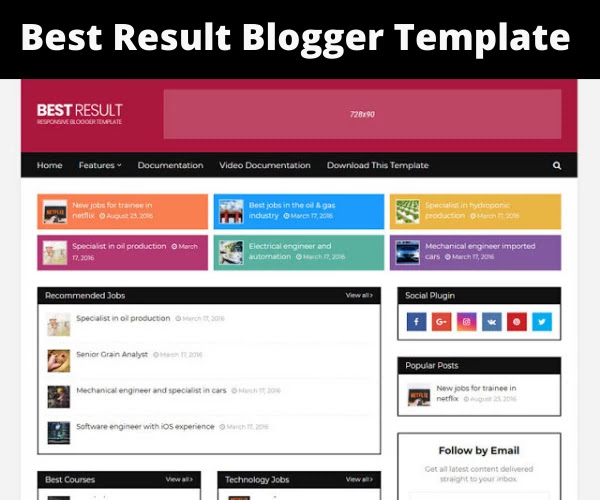 best result blogger template free download, best result theme 2020, free blogger theme for job website