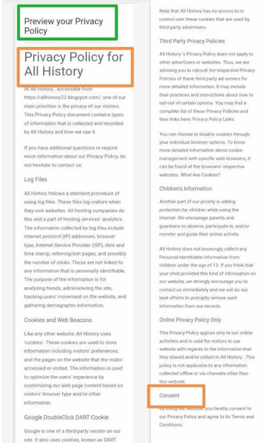 privacy policy page kaise banaye, privacy policy page for blogger/website
