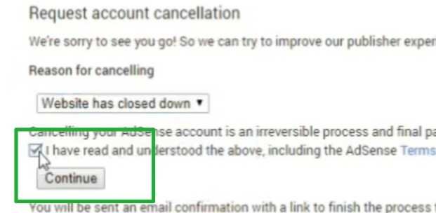 delete google adsense account, cancel adsense account