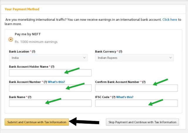 amazon par affiliate account kaise banaye, amazon affiliate account me payment details kaise bhare 